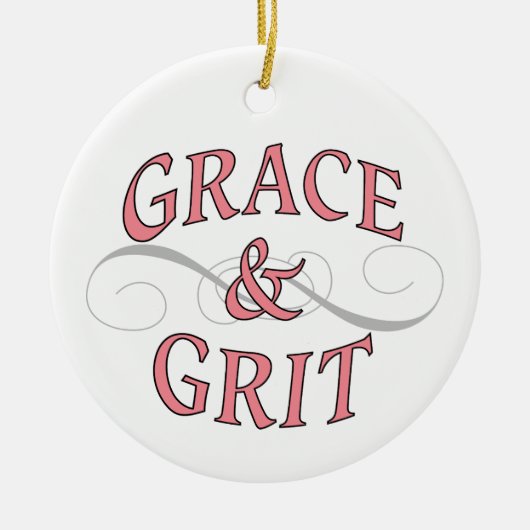 Grace & Grit in roze en grijs Keramisch Ornament (Voorkant)