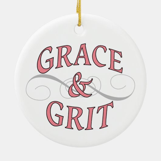 Grace & Grit in roze en grijs Keramisch Ornament (Achterkant)