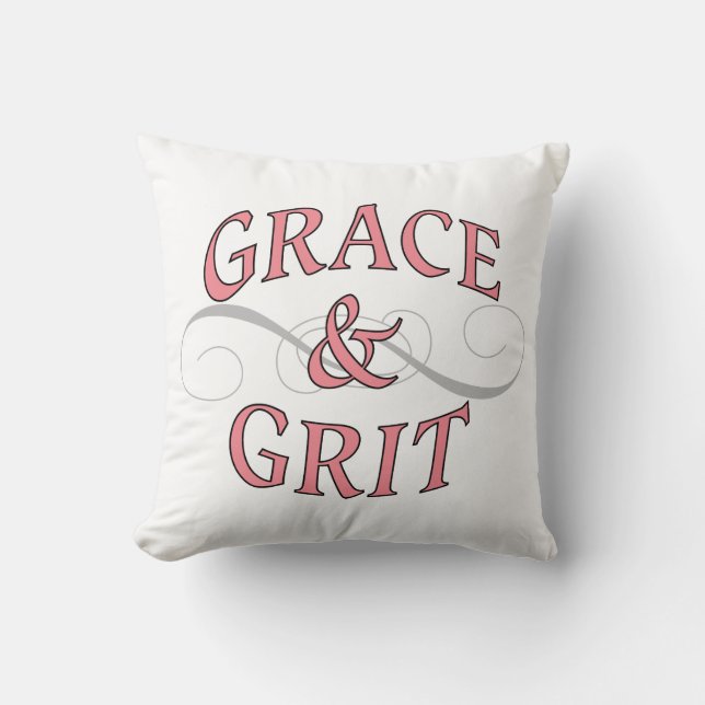 Grace & Grit in roze en grijs Kussen (Voorkant)