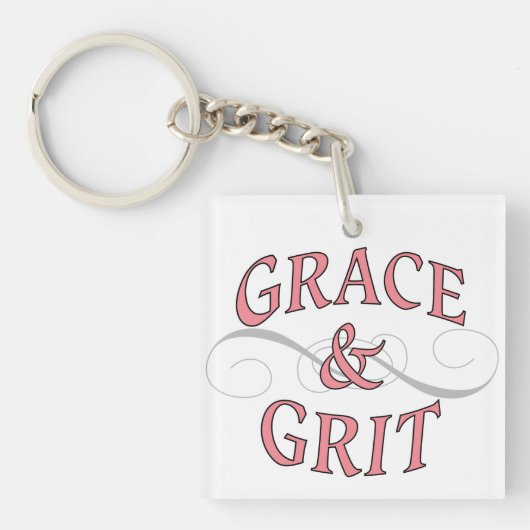 Grace & Grit in roze en grijs Sleutelhanger (voorkant)