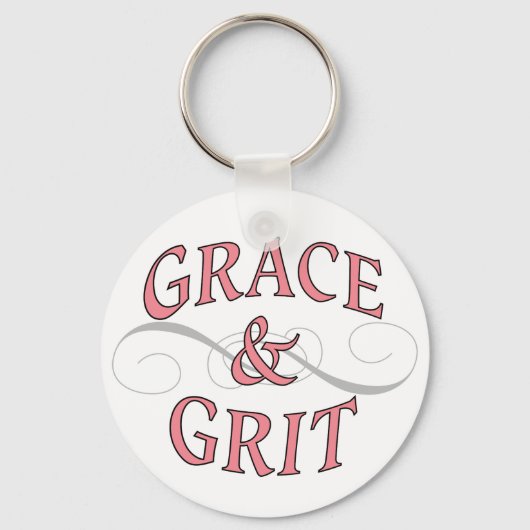 Grace & Grit in roze en grijs Sleutelhanger (Voorkant)