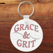 Grace & Grit in roze en grijs Sleutelhanger (Voorkant)