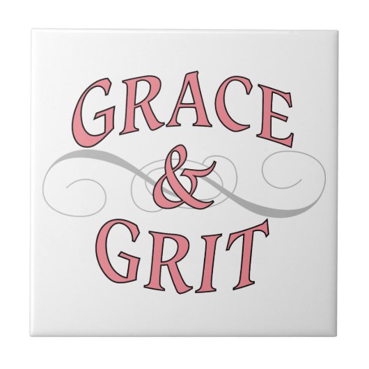 Grace & Grit in roze en grijs Tegeltje (Voorkant)