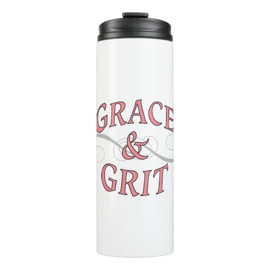Grace & Grit in roze en grijs Thermosbeker (Voorkant)