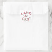 Grace & Grit in roze en grijs Vierkante Sticker (Tas)