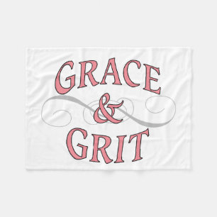 Grace & Grit Woorden in roze en grijs Fleece Deken