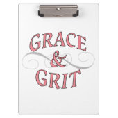 Grace & Grit Woorden in roze en grijs Klembord (Voorkant)