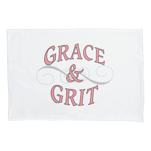Grace & Grit Woorden in roze en grijs Kussensloop (Voorkant)