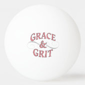 Grace & Grit Woorden in roze en grijs Pingpongbal (Voorkant)