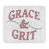 Grace & Grit Woorden in roze en grijs Snijplank (Voorkant)