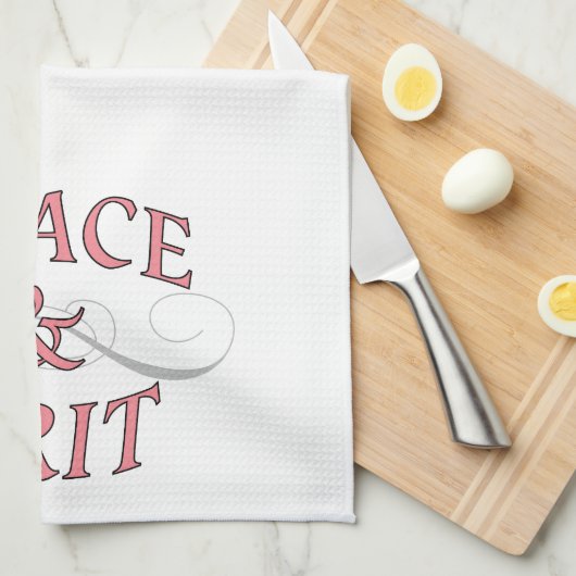 Grace & Grit Woorden in roze en grijs Theedoek (Quarter Fold)