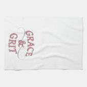 Grace & Grit Woorden in roze en grijs Theedoek (Horizontaal)