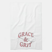 Grace & Grit Woorden in roze en grijs Theedoek (Verticaal)