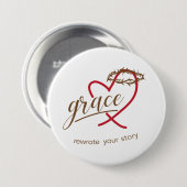 Grace heeft je verhaal knop herschreven ronde button 7,6 cm (Voorkant /achterkant)