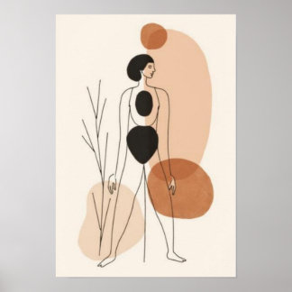 Grace in Beweging | Minimalistische Abstracte Vrou Poster