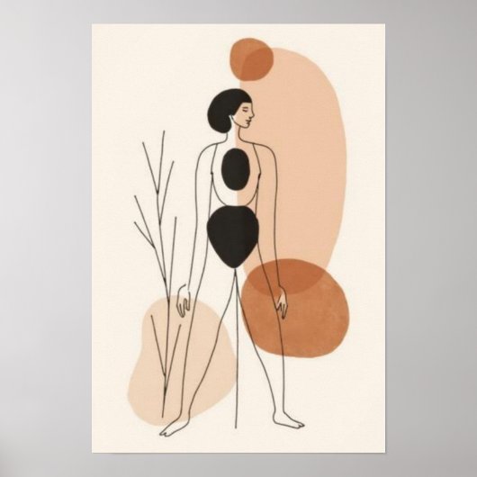 Grace in Beweging | Minimalistische Abstracte Vrou Poster (Voorkant)