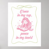 Grace in My Cup Retro Christelijke muurkunst Poster (Voorkant)