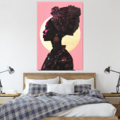 Grace in Pink: Afrikaanse erfgoedmuze Canvas Afdruk (Insitu (Slaapkamer))