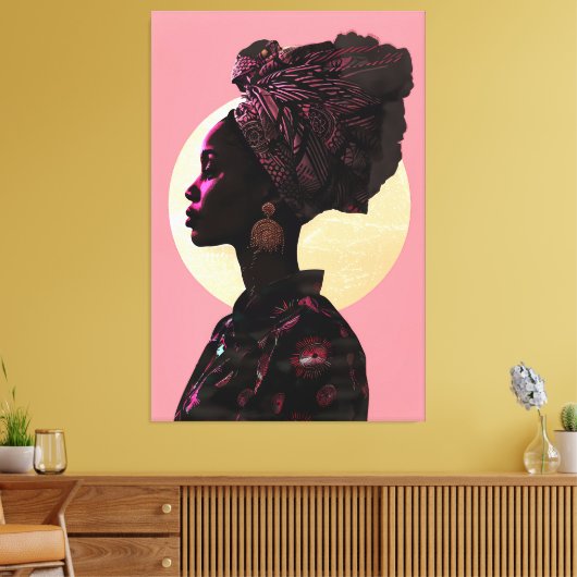 Grace in Pink: Afrikaanse erfgoedmuze Canvas Afdruk (Insitu (Woonkamer))