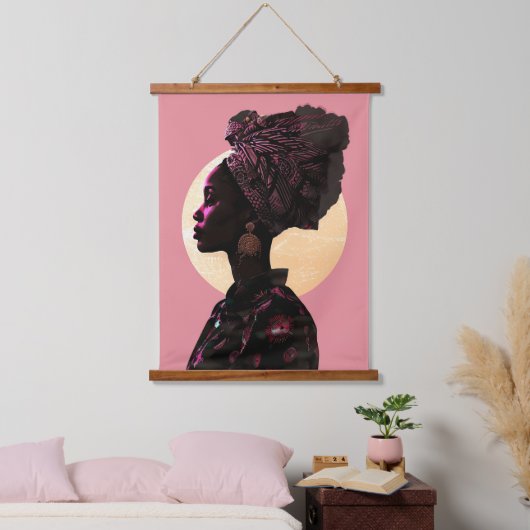 Grace in Pink: Afrikaanse erfgoedmuze Hangend Wandkleed (Slaapkamer)