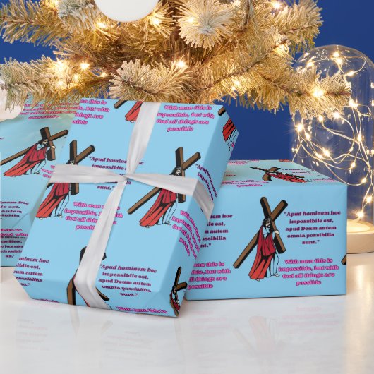 Grace in the Manger baby blue Cadeaupapier (Feestdagen)