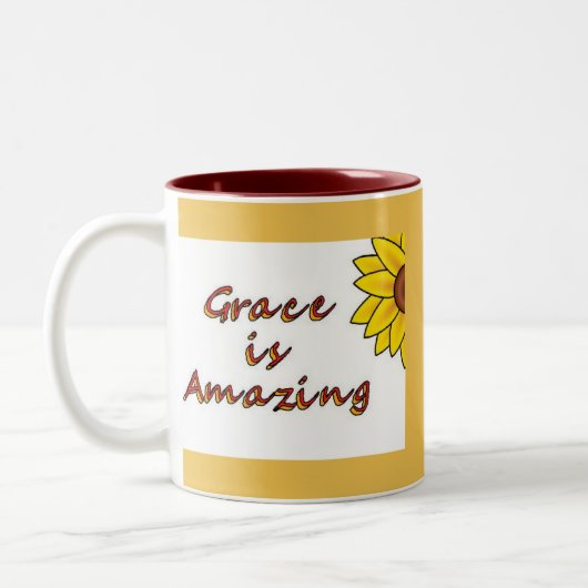 Grace is Amazing - Zonnebloem Tweekleurige Koffiemok (Links)