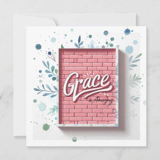 Grace is geweldig 3D roze bakstenen muur (Voorkant)
