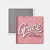 Grace is geweldig roze bakstenen muur magneet (Voorkant / Achterkant)