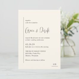 Grace Ivory Modern Wedding Kaart