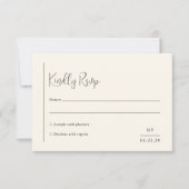 Grace Ivory Modern Wedding RSVP Kaartje (Voorkant)