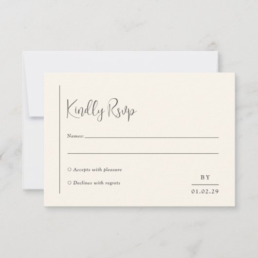 Grace Ivory Modern Wedding RSVP Kaartje (Voorkant)