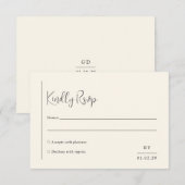 Grace Ivory Modern Wedding RSVP Kaartje (Voorkant / Achterkant)