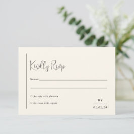 Grace Ivory Modern Wedding RSVP Kaartje