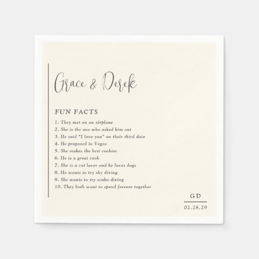 Grace Ivory Modern Wedding Servet (Voorkant)