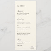 Grace Ivory Moderne Trouwdag Menu (Voorkant)
