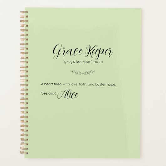 Grace Keeper Pasen Planner - Lime Crème Kaft (Voorkant)
