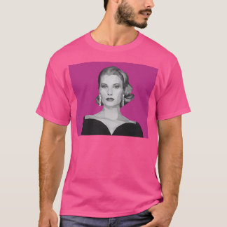Grace Kelly geometrische poly roze achtergrond T-shirt