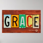 GRACE Licence Bord Lettering Name Sign Poster (Voorkant)
