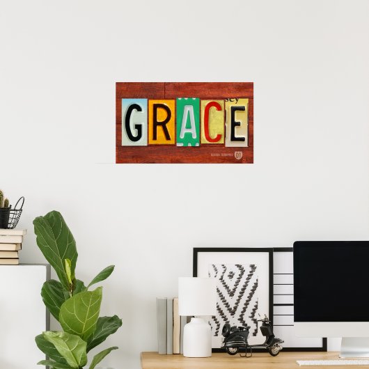 GRACE Licence Bord Lettering Name Sign Poster (Thuiskantoor)