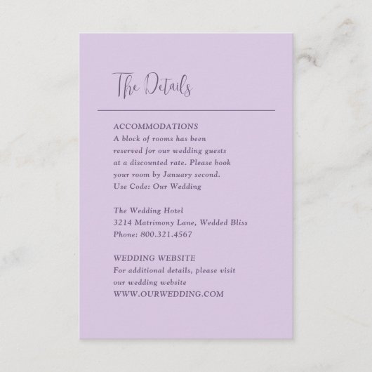Grace Lila bruiloft Informatiekaartje (Voorkant)