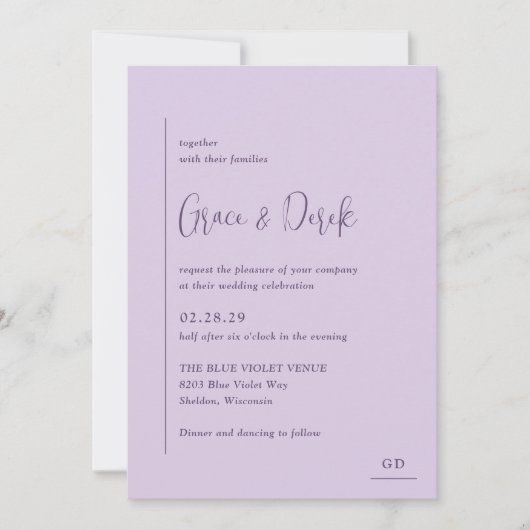 Grace Lila bruiloft Kaart (Voorkant)