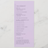 Grace Lila bruiloft Programmakaart (Achterkant)