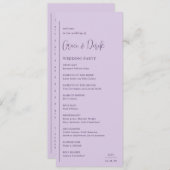 Grace Lila bruiloft Programmakaart (Voorkant / Achterkant)