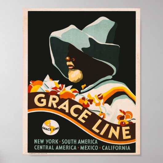 Grace Line Vintage Reizen Poster (Voorkant)