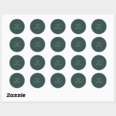 GRACE Modern Blue/Blauwgroen Wedding Envelope Seal Ronde Sticker (Vel)