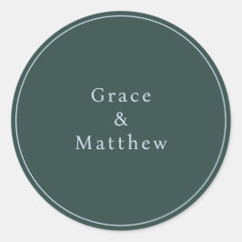 GRACE Modern Blue/Blauwgroen Wedding Envelope Seal Ronde Sticker