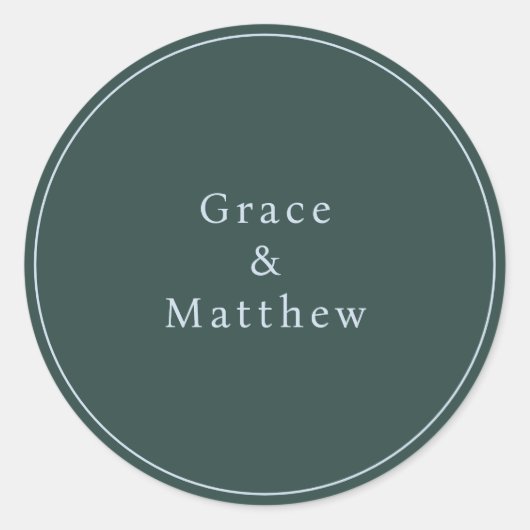 GRACE Modern Blue/Blauwgroen Wedding Envelope Seal Ronde Sticker (Voorkant)