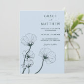 GRACE Modern Botanical Mist Wedding Invitation Kaart (Staand voorkant)