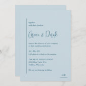 Grace Muted Blue Modern Wedding Kaart (Voorkant / Achterkant)