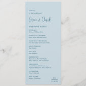 Grace Muted Blue Modern Wedding Programmakaart (Voorkant)